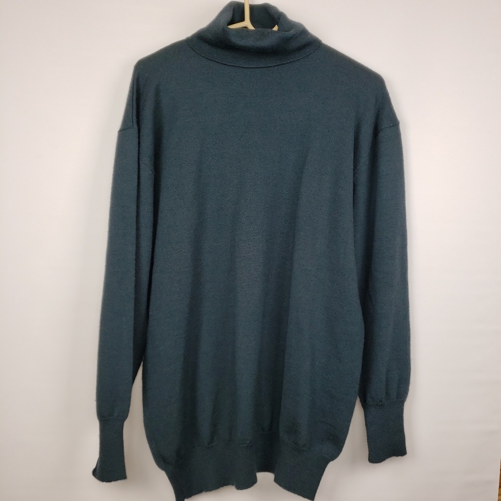 Barney New York Blue 100% Wool Turtle Neck Sweater
